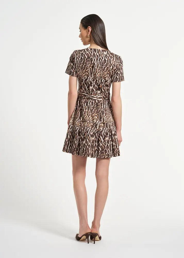Belted Pleated Short Dress - Clothing