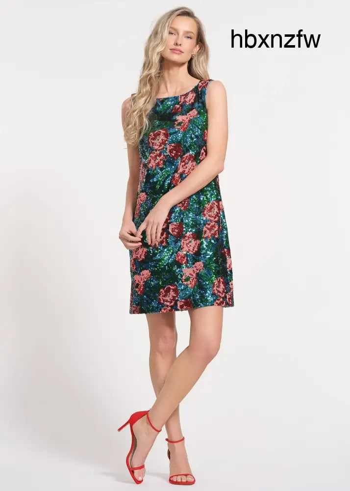 Floral Sequin Mini length Dress - GREEN MULTI / 2 - Dresses