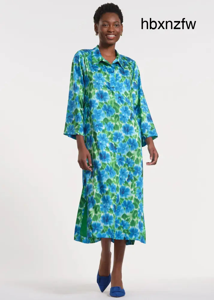 Maxi Collared Tunic Dress - Petal Pusher - Green / XS - Clothing