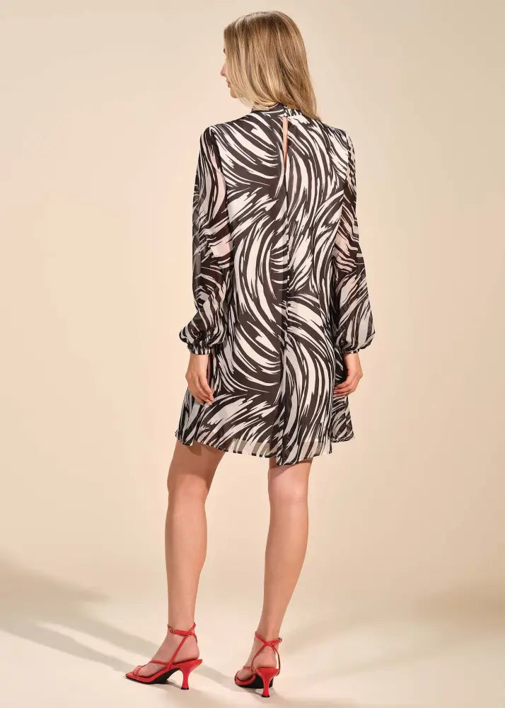 Mock Neck Swingy Mini Dress - Clothing