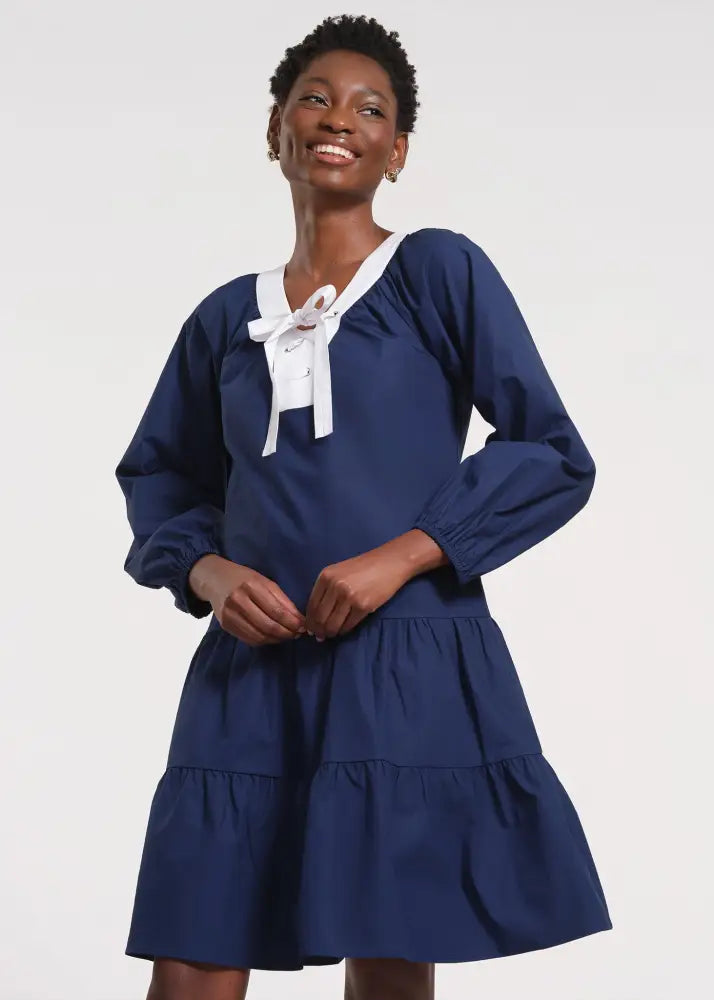 Raglan Dress with Balloon Sleeves - Clothing