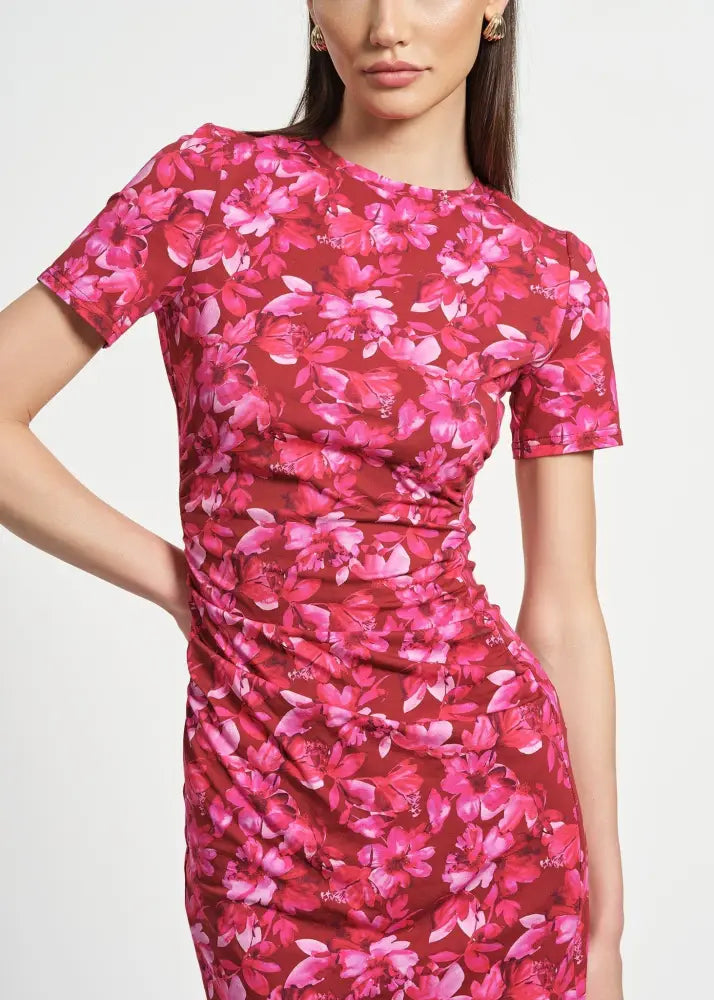 Ruched Waist Knit Midi Dress - Clothing