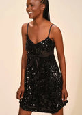 Sequin Mini Dress - Black / XS - Clothing