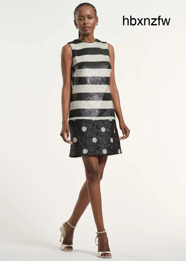 Sequin Polkadot Shift Dress - Clothing