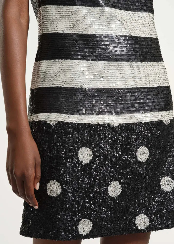 Sequin Polkadot Shift Dress - Clothing