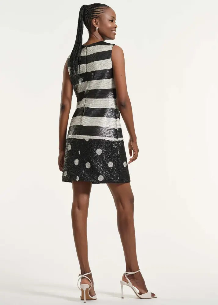 Sequin Polkadot Shift Dress - Clothing