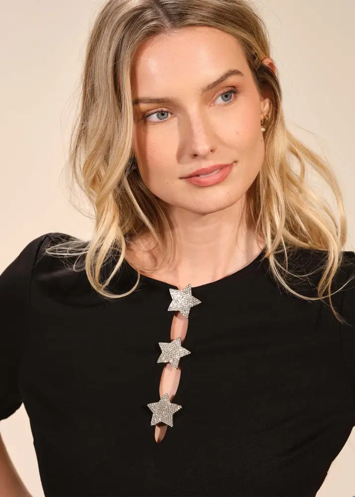 Short Sleeve Trim Detail Ponte Mini Dress - Clothing