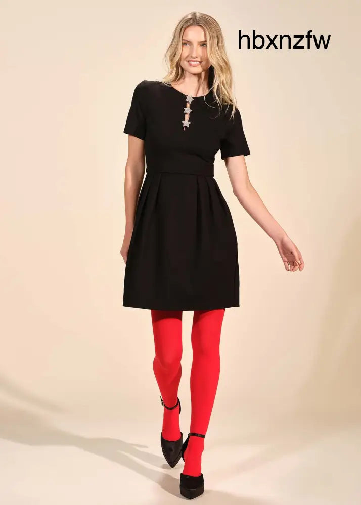 Short Sleeve Trim Detail Ponte Mini Dress - Clothing