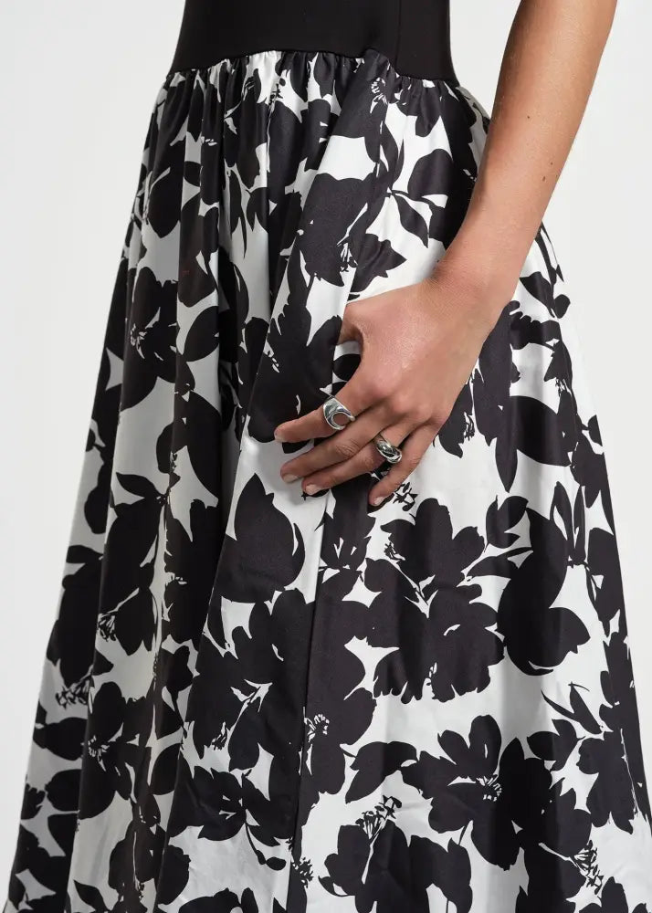 Sleeveless Ponte Combo Midi Dress - Clothing