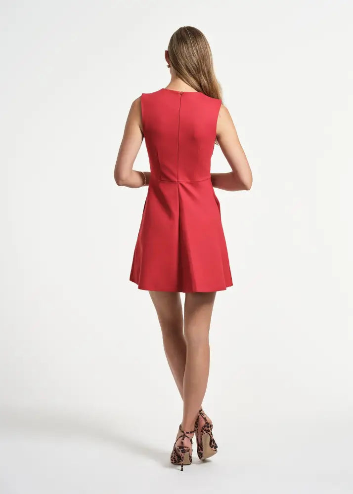 Sleeveless Ponte Swingy Bow Dress - Clothing